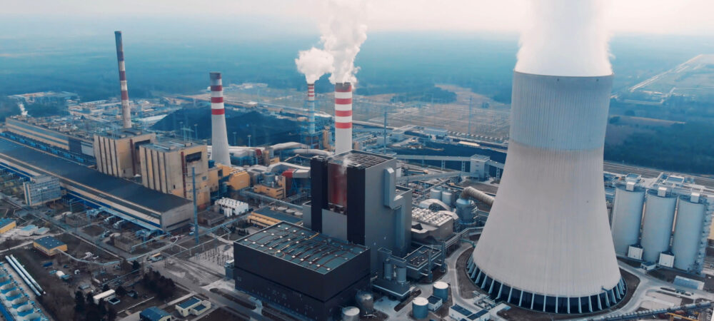 Aerial,View,Of,Large,Chimneys,From,The,Kozienice,Coal,Power